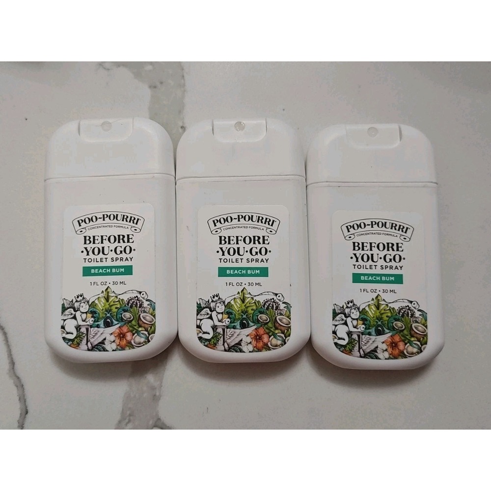 Poo-Pourri Beach Bum Toilet Freshener Spray Coconut Orchid‎ Praline 1 oz. 3 Pack